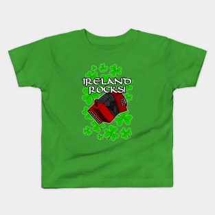 Ireland Rocks Accordion Irish St Patrick's Day Kids T-Shirt